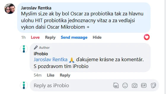 Facebooková recenze zákazníka iProbio na HIT na Trávení+® a Mikrobióm+®