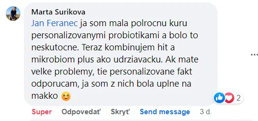 Facebooková recenze zákazníka iProbio