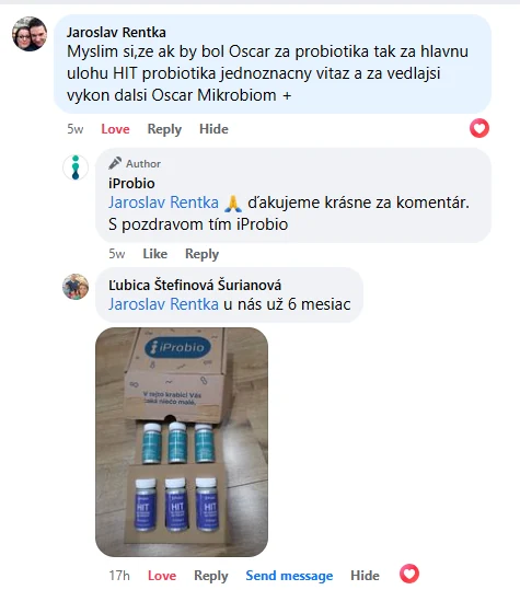 Facebooková recenze zákazníka iProbio