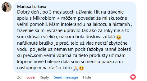 Facebooková recenze zákazníka iProbio