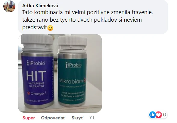Facebooková recenze zákazníka iProbio