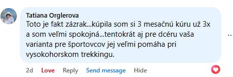 Facebooková recenze zákazníka iProbio na SPORTbiom+®
