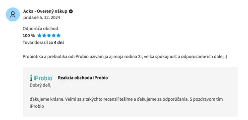 Ověřená recenze z Heureka.sk: probiotika a prebiotika užívá celá rodina už 2 roky