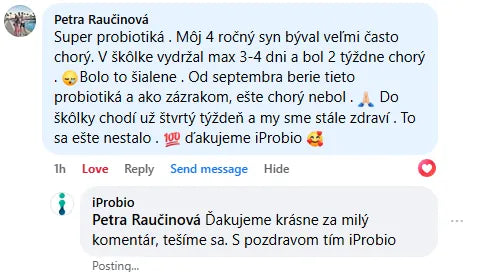Recenze z Facebooku: syn ve školce, od září bere probiotika a je zdravý
