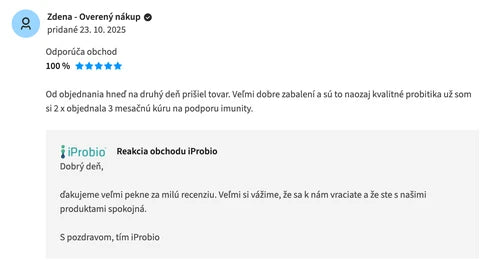 Ověřená recenze z Heureka.sk: zákaznice si podruhé objednala 3měsíční kúru na podporu imunity